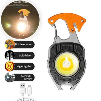 Мини led фенерче-ключодържател, Многофункционални преносими Фенерчета за къмпинг, USB Зареждане, Работни светлини, Светлини на рибарски