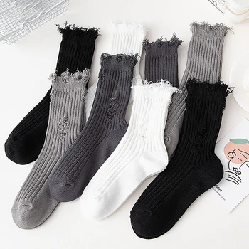 Нови Дамски Скъсани чорапи, Модни Чорапи в стил Харадзюку, Улични Счупени Чорапи, Градинска Потертая Вязаная обувки, Чорапи за бедните