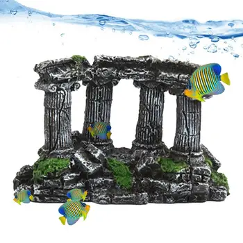 Декор на Аквариум За риби за Боклук Гръцкото плавателни съдове Римска Колона на околната Среда Изкуствена Римска Колона Гърция Руините на Храма на Украсата на Аквариума Римски