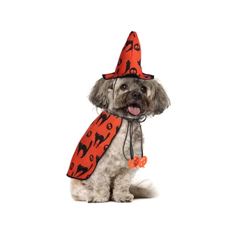 POPETPOP 2 бр., костюм за домашни любимци на Хелоуин, Наметало и шапка за домашни любимци, Забавен костюм Кучета, котки, вампир, за парти в чест на Хелоуин (Размер