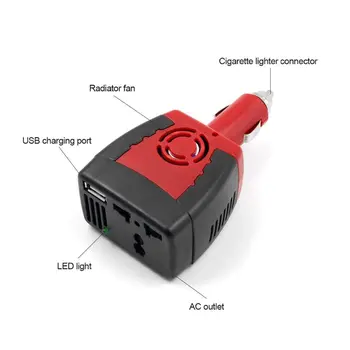 150 W Инвертор dc 12 v променлив 220 v, адаптер напрежение за автомобилната контакти с портове за зареждане на USB 0.5 A