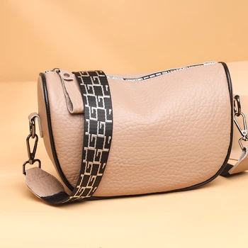 Висококачествена Однотонная дамска чанта-месинджър от волска кожа, дамски чанти през рамо от 100% естествена кожа за жени