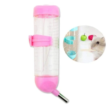 4X Диспенсер за вода за домашни кучета, подвесная Автоматична пиенето за пиене вода Без капки, топчета от неръждаема стомана 125 мл (розов)