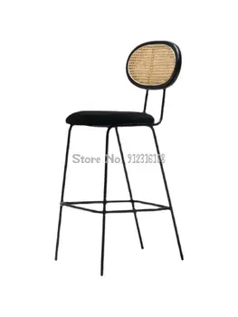 Дизайнерски бар стол от ратан, скандинавски стол с обикновен стол, за отдих, кафене, ретро-бар, стол на рецепцията