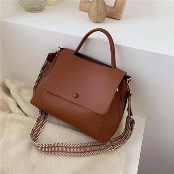 Дамски Делови работни чанти на стил OL 2023, Нови Модни дамски чанти, однотонная кожена чанта през рамо, чанти през рамо с капак