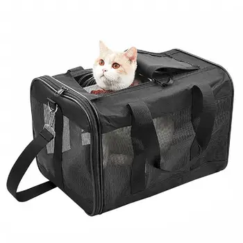 Пътна чанта за домашни любимци, котки, кучета, Лятна чанта, Регулируема Лента за носене през рамо, Удобни защитни джоб, чанта от плат Оксфорд, Аксесоари за домашни любимци