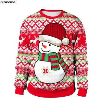 Мъже, Жени, Грозна Коледен пуловер с Снеговиком, Коледни пуловери с 3D Забавно принтом, Джъмпери, Потник, Пуловер, Есенно-Зимна Коледна hoody