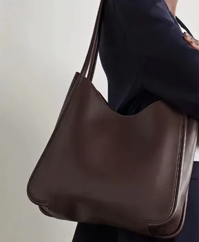 Реколта чанта-тоут 2023, Класически дамски чанти от телешка кожа, чанта на едно рамо, Оригинална кожена дамска чанта, Дизайнерска луксозна чанта