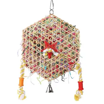 Клетка за папагали от ратан, Нарязан хартиена играчка за птици, Тимотей, играчка за облекчаване на стреса