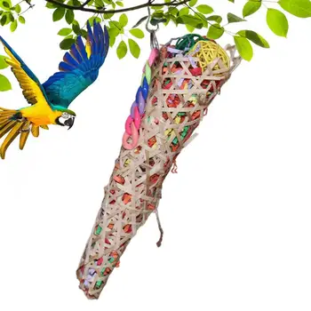 Играчки за папагали в клетки, Цветни безопасна играчка-пъзел за врабчета, Забавни и издръжливи играчки-пъзели за птици, Папагал-врабче, Папагал-попугаиха