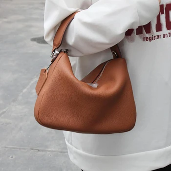 Нови модни дамски чанти от естествена кожа, Ежедневни чанти за рамо от мека волска кожа, Луксозна марка дамски чанти-месинджър от телешка кожа