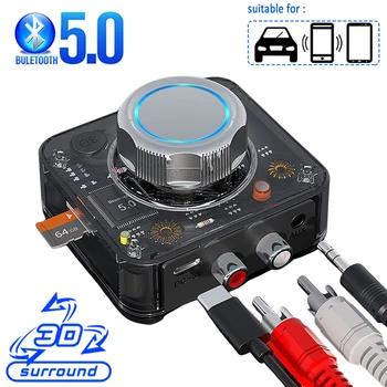 Приемник Bluetooth 5.0, Безжичен адаптер 3D Стерео, TF карта, RCA и 3.5 мм жак 3,5 AUX За автомобилния аудиопередатчика, комплект Усилвател говорител