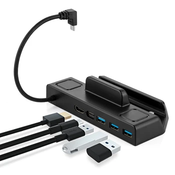 Зарядно устройство за парна палуби, хъб USB C + 3XUSB3.0, 4K 60HZ, HDMI-съвместим за пара, комплект, притежател на конзолата