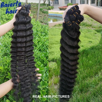 28 30 32 Инчови Свободни Снопове от човешки косъм, Дълбока Вълна от Remy Raw Indian Human Hair Weave Пакет 100% За изграждане на човешка коса За жени