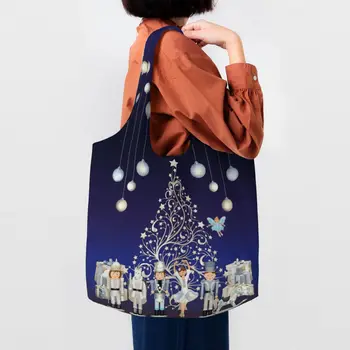 Kawaii Лешникотрошачката Коледната Балетна сцена на Чанта за Пазаруване за Многократна употреба Холщовые хранителни стоки торби за пазаруване на рамото, чанта за подаръци
