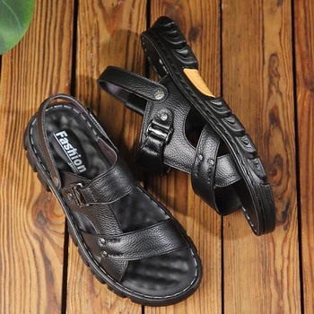 Летни модни универсален мини сандали с дебела подметка, лятна дишаща плажната обувки, универсална модни мъжки обувки