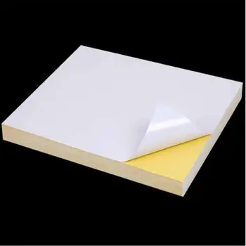 50 листа самозалепваща хартия за печат на формат А4, Бяла хартия за мастилено-струен лазерен принтер, стикер на етикета, е матирана, Гланцирана хартия, хартия от дървесна маса