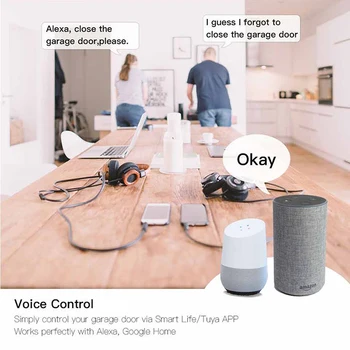 За Alexa Google Home Wifi Врата контролер за Умна къща Управление Отварачка Гаражна врата Sasha Гаражно дистанционно управление с Гласово управление