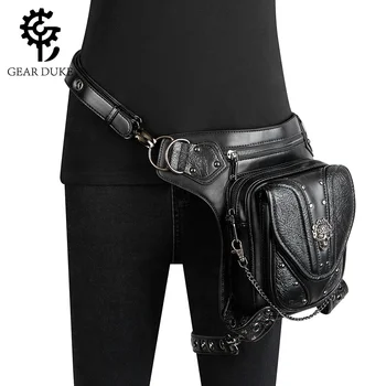 Нова Дамска Чанта от изкуствена кожа, чанта от веригата в стил пънк, Мотоциклетът чанта с черепа, Женствена чанта през рамо, поясная чанта, мъжки