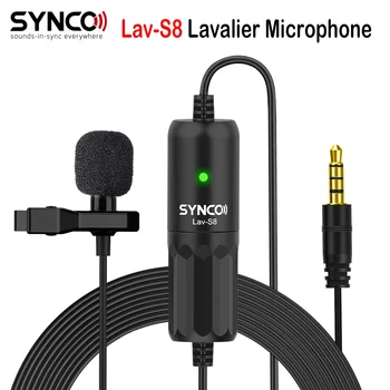 SYNCO LAV-S8 Гърдите Професионален Микрофон 3,5 mm TRRS/TRS Кабелна Аудио Петличный Кондензаторен Микрофон с Микрофон VS BOYA BY-M1 е най-Добрият подарък