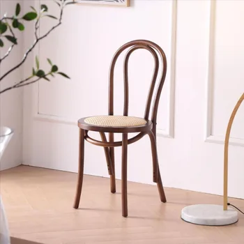 Стол с облегалка, Скандинавски Кафе, стол за почивка, Кът за Ретро стол от масивна дървесина от ратан, B & B В Старинен стил маси и столове