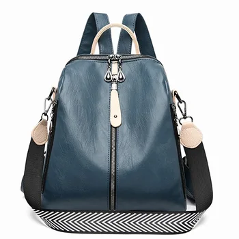Нови Дамски раници, мека кожена раница, модерен анти-кражба училищната чанта на рамото за момичета, качествена дамска чанта от агнешка кожа