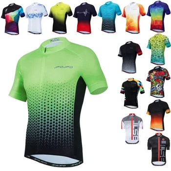 Мъжка велосипедна фланелка, Зелена Лятна риза за МТВ Велосипед, Мотор риза Road Team, Велосипедна облекло със защита от ултравиолетови лъчи, Потници, Облекло за езда, Майо