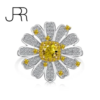 JRR Корейски дизайнер От Сребро Проба 925 високо качество, Юбилейна парти във формата на Цвете на Слънцето, Женското елегантна пръстен, бижута, Безплатна доставка, подарък