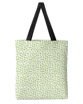 Дамска чанта-тоут с флорални нежни листа Голям капацитет за баби, за Многократна употреба студентски чанти за рамо