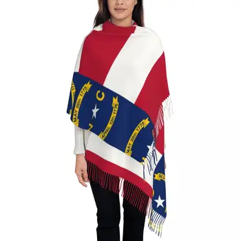 Знаме на Северна Каролина, дамски шал от pashmina, шал с ресни, Дълъг голям шал