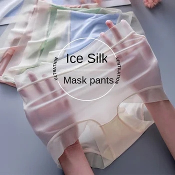 Дамско бельо размер L-XL, Секси дантелен колан, Удобни гащи от Ледената коприна за момичета, Безшевни гащи с висока талия, дамско бельо