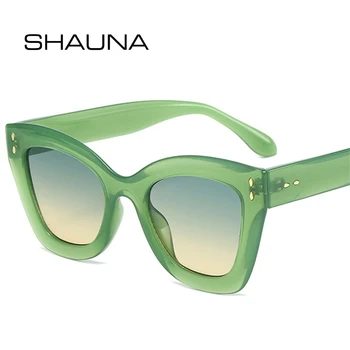 SHAUNA/нови дамски модни слънчеви очила с кошачьим око, нюанси UV400, ретро-нитове, мъжки градиентные слънчеви очила
