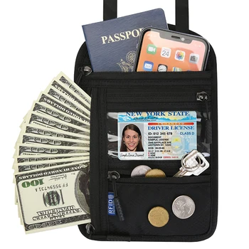 Корица за паспорт с RFID карта, стойка за кредитни карти, портмонета за телефони, Унисекс чанта с цип