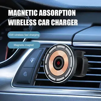 Магнитно автомобилното безжично зарядно устройство с Мощност 15 W, Кола за телефон с вентиляционным отвор за Iphone 14 13 12 Pro Max, станция за бързо зареждане Macsafe