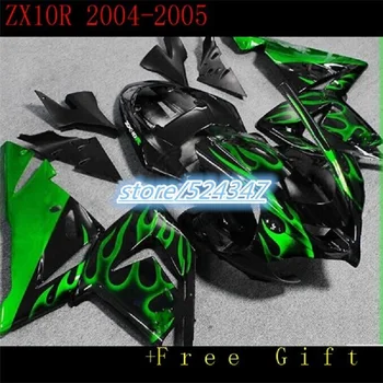 100% чисто нов 04-05 04 05 Комплект обтекателей на купето комплекти За NINJA ZX-10R ZX 10R ZX 10 R 2004 2005 качеството на зелен пламък черен ZX10R
