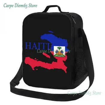 Изработена по поръчка на карта Хаити, флаг, чанта за обяд, Женски термохолодильник, изолирани обяд-апарати за ученици в училище