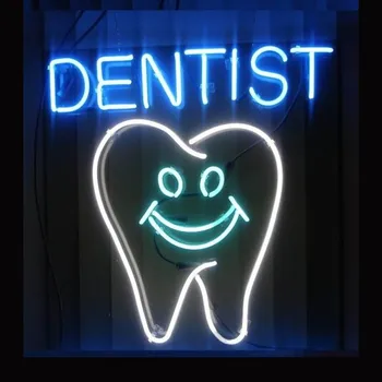 Неонова Светлинна Табела За почистване на зъбите в Стоматологична клиника, Изработена По Поръчка на Ръка, от Тази на стъклената тръба, за реклама на Болницата, стая Декор, Неонова лампа 15X19