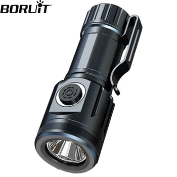 BORUiT S60 EDC Ключодържател, led фенерче, Супер ярък акумулаторна фенерче Type-C, Водоустойчив скоба за химикалки, Авариен фенер