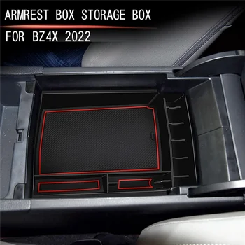 Кутия За Съхранение на Централен Подлакътник на Автомобил Toyota Bz4X 2022 + Органайзер за Централната Конзола, на Притежателя на Контейнери Червен Цвят