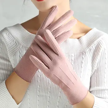 За колоезденето на открито, Обикновен дамски ръкавици за предпазване от студ, топли ръкавици, ръкавици без пръсти в корейски стил, Немски руно