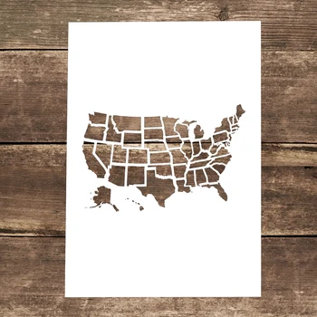 Размер A4, Многопластова карта на Америка, Шаблони за стенописи, Scrapbooking, Албум за Щамповане, Декоративни Хартиена картичка за релеф