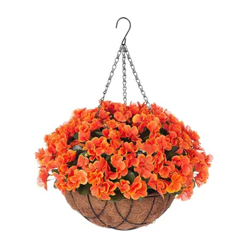 Висящи кошници с цветя За украса на дома и двора, кошници с цветя, орхидеи от изкуствена коприна