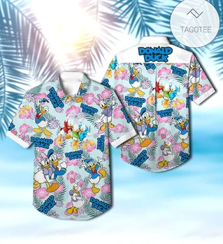 Хавайски ризи с Доналд Даком, Мъжки блузи с къс ръкав, Хавайска риза Disney, Ежедневни Плажната реколта риза с копчета с къс ръкав