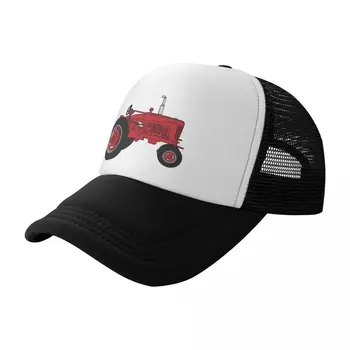 Червена бейзболна шапка с трактора Контролирано размер за свободни Тренировки, активната почивка, Черна