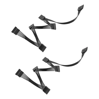 2 ЕЛЕМЕНТА 15-пинов удължителен кабел за захранване SATA Кабел за твърд диск От 1 щепсела до 5 Штекерных Разветвителей захранване Кабел-адаптер