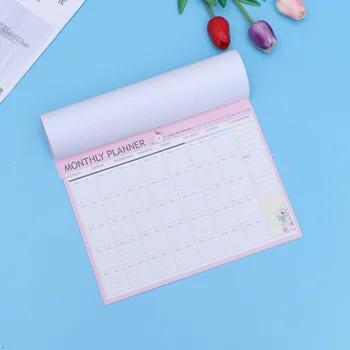 20 Листа Месечен planner, Календар, Органайзер за списък, Дневен ред, органайзер за отчетите, бележник (розово-зелено смесен)