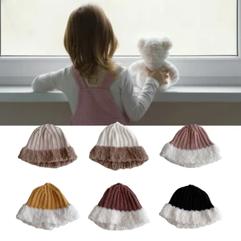 Детска шапчица-капор за новородени, Детска шапчица-бини, Вязаная на една кука шапка Зимна топла шапка за момче, момичета, детски Дишаща шапка