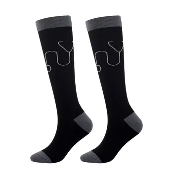 Компресия чорапи Унисекс с принтом във формата на сърце, Спортни компресия Дълги Чорапи, Чорапогащи за жени