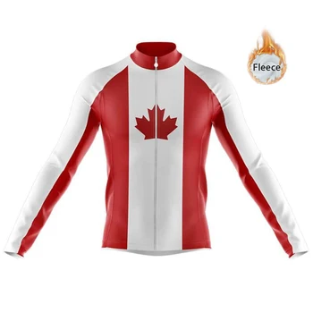 Мъжете 2023 Канада Колоездене Джърси С дълъг ръкав Зимата на топло флисовое палто Велосипед МТВ Пътен под Наем Дрехи