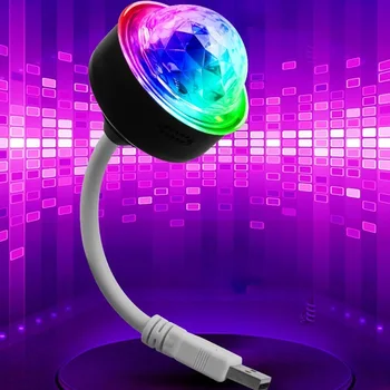 1 бр. Авто led Авто USB Околния светлина DJ RGB Мини Цветна музикален звук светлина USB Интерфейс-C Интерфейс на Apple за празнични партита, Караоке